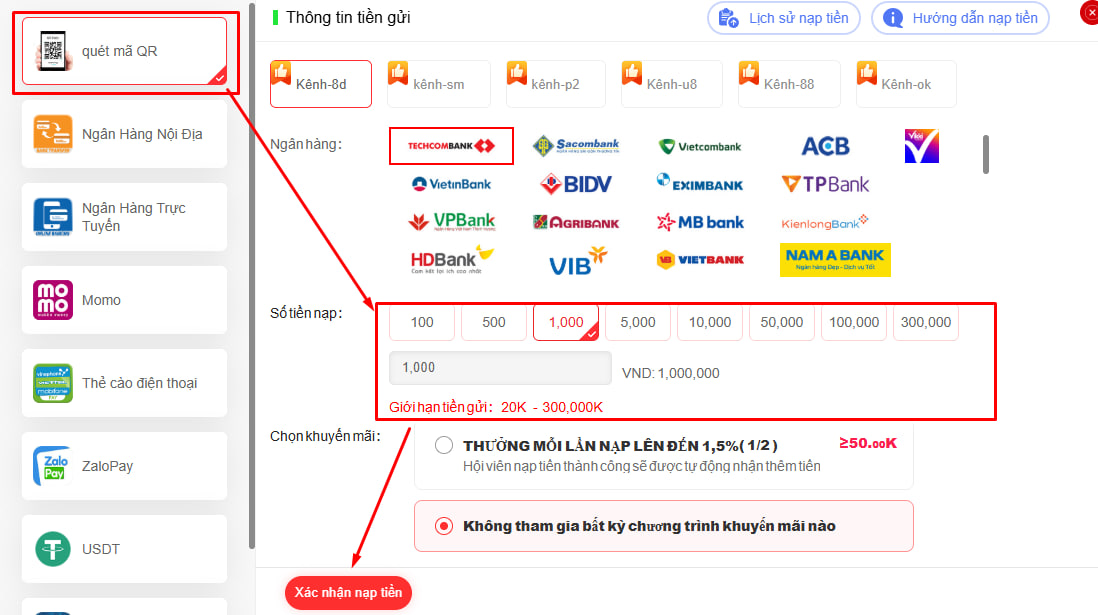 Nạp tiền bằng QR Pay